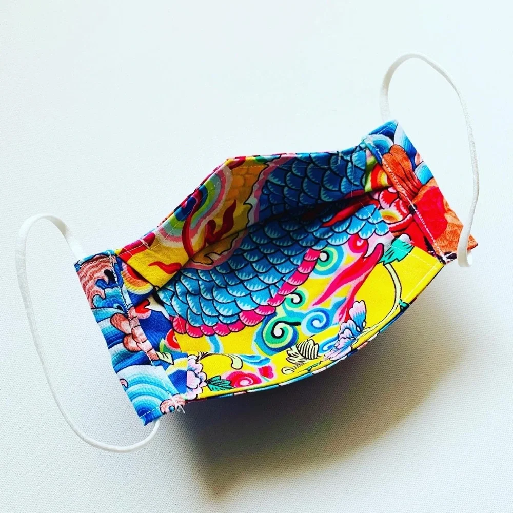 NEW Handmade Koi Fish Print 3D Face Mask in Blue